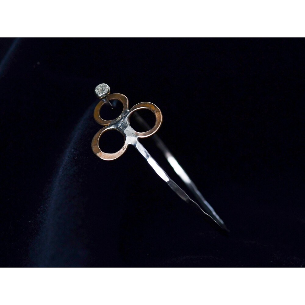 Fine Mid-century Silver and Copper Hammered Bracelet